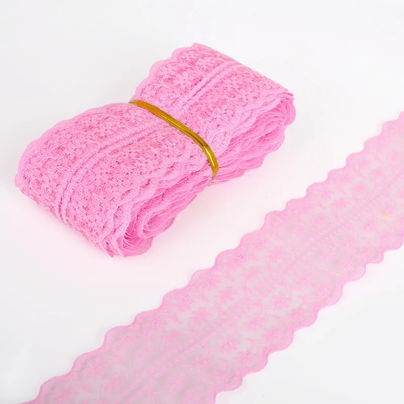 pink 5 ярдов(4,5 метров) 4,5 см ширина смешанные цвета Цветочная вышивка кружевная ткань отделка ленты Сделай Сам шитье ручной работы вечерние украшения в подарок - Цвет: pink