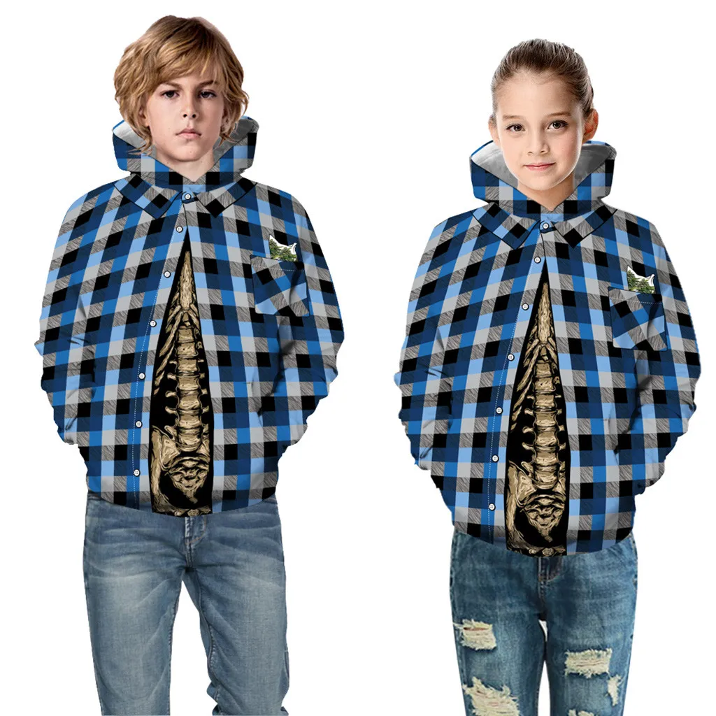 Пуловер с 3D Цифровым принтом для мальчиков и девочек подростков толстовка