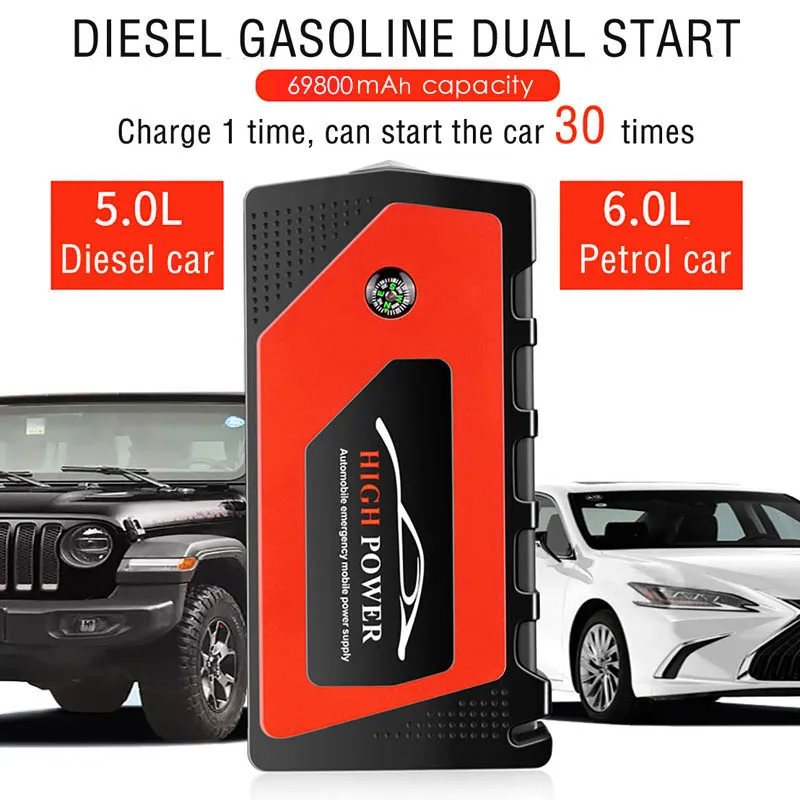 

89800mAh Car Jump Starter 12V 4USB 600A Portable Car Battery Booster Charger Booster Power Bank Starting Device Car Starter