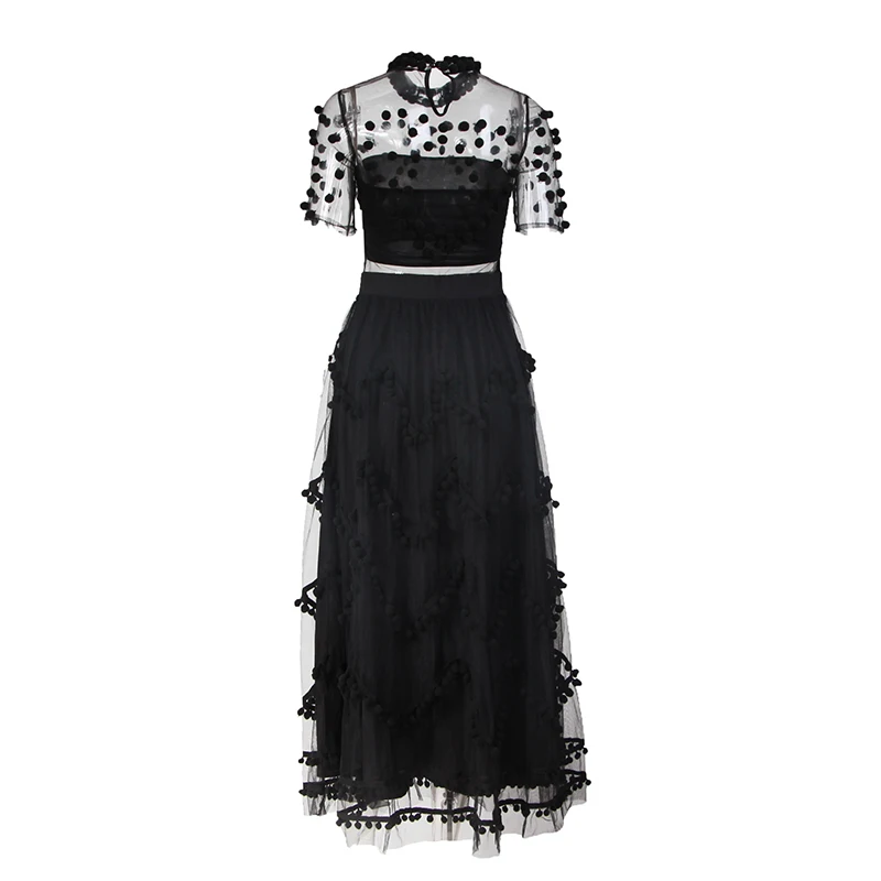 Женские вечерние платья TWOTWINSTYLE Сетчатое платье с круглым вырезом и коротким