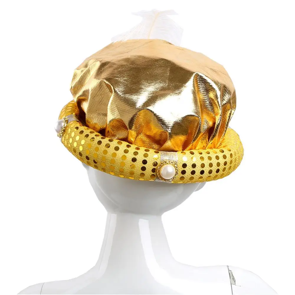 Шляпа с перьями для взрослых и детей в индийском арабском стиле блестками на