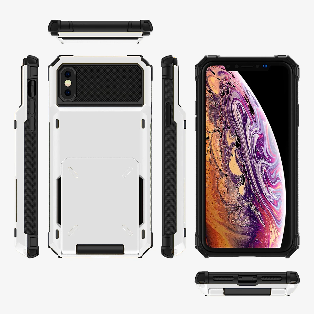 Чехол-книжка для iPhone Xr X Xs Max 7 8 6S 6 Plus 12 Mini ударопрочный с карманом карт | Мобильные