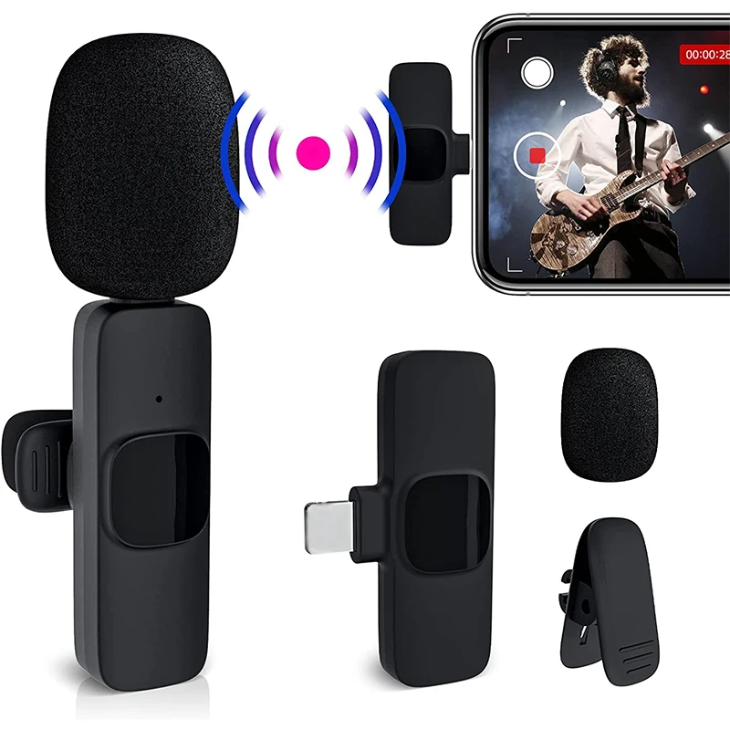 Портативный беспроводной микрофон Lavalier аудио запись для IPhone Android телефон