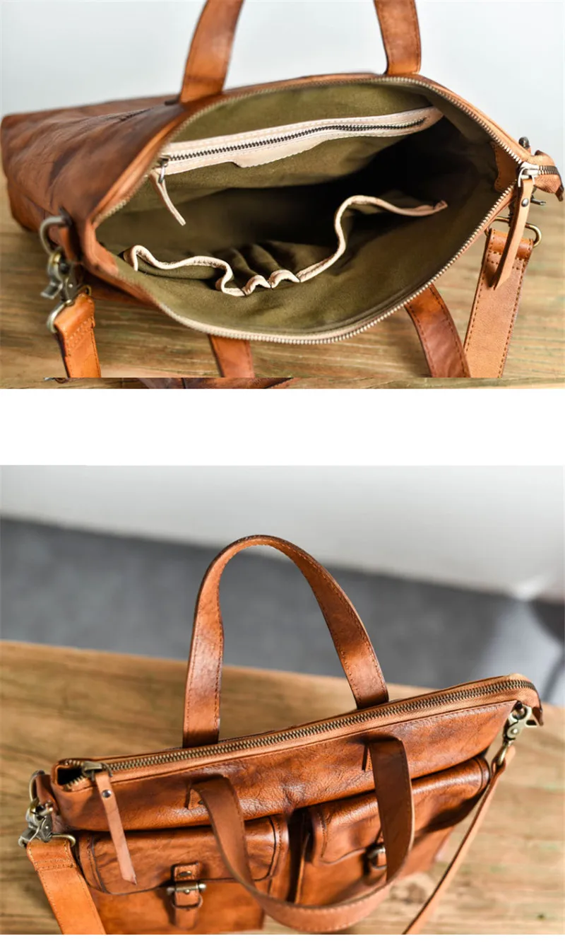 PNDME vintage high-quality genuine leather men's briefcase luxury natural real cowhide work handbag casual brown messenger bags