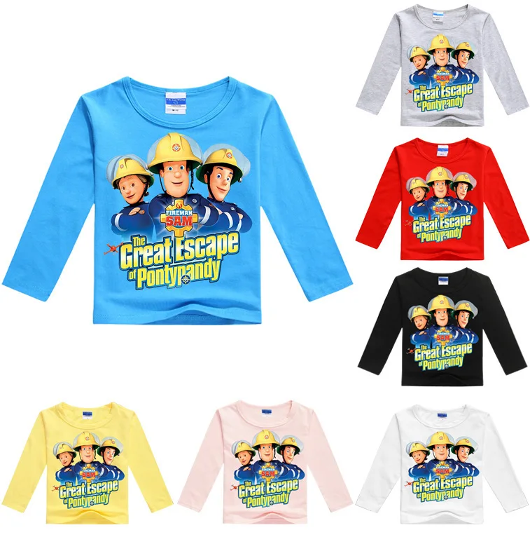 

Z&Y 2-16Y Wholesales Fireman Sam Shirt Kids Spring Autumn Clothes Toddler Girls Long Sleeve Baby Boys Graphic Firefighter Tees