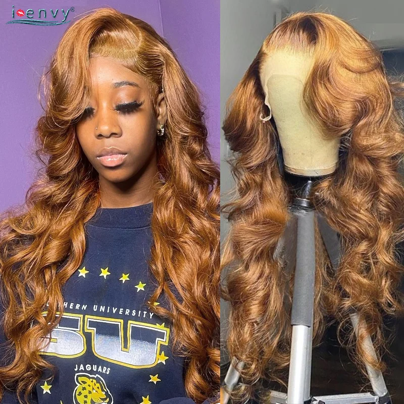 

Transparent Lace Front Wig Ginger Blonde Body Wave 13x4x4 HD Lace Front Human Hair Wigs Highlight Curly Peruvian Preplucked Remy