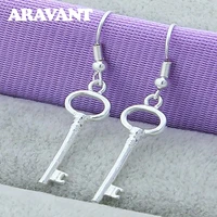 925 silver simple round keys drop earring for women fashion jewelry
