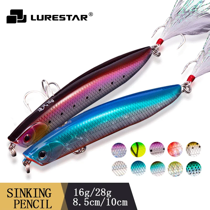 

Long Casting Lure Sinking Pencil 8.5cm 16g 10cm 28g Sea Bass Artificial Lure Hard Bait Good Action Wobblers Fishing Tackle Baits
