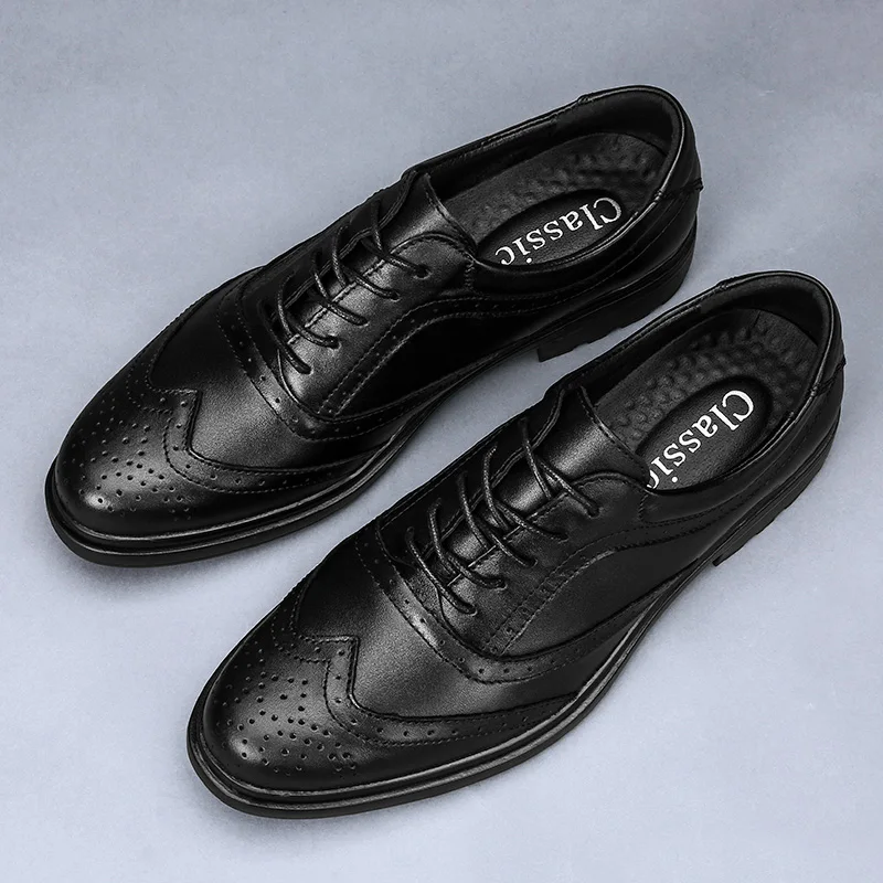 Туфли оксфорды мужские кожаные деловой стиль повседневная обувь броги вечерние