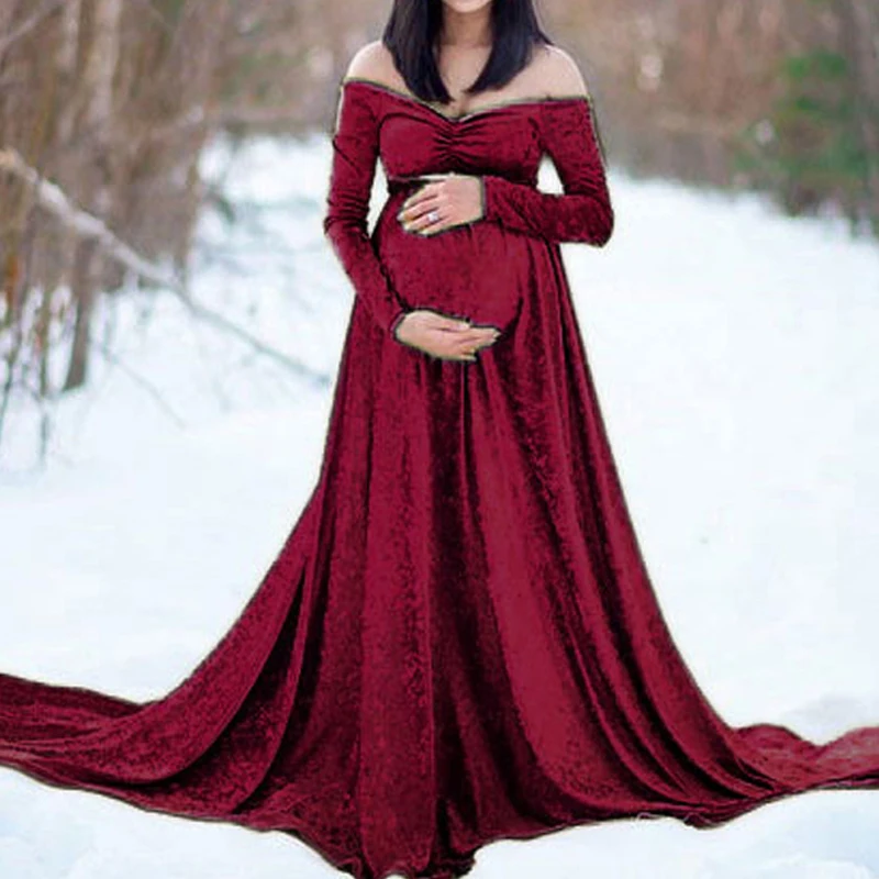 

2021 платье для беременных Золотая Бархатная Одежда для беременных женщин платье для фотосъемки длиной до колена с V-образным вырезом платья ...