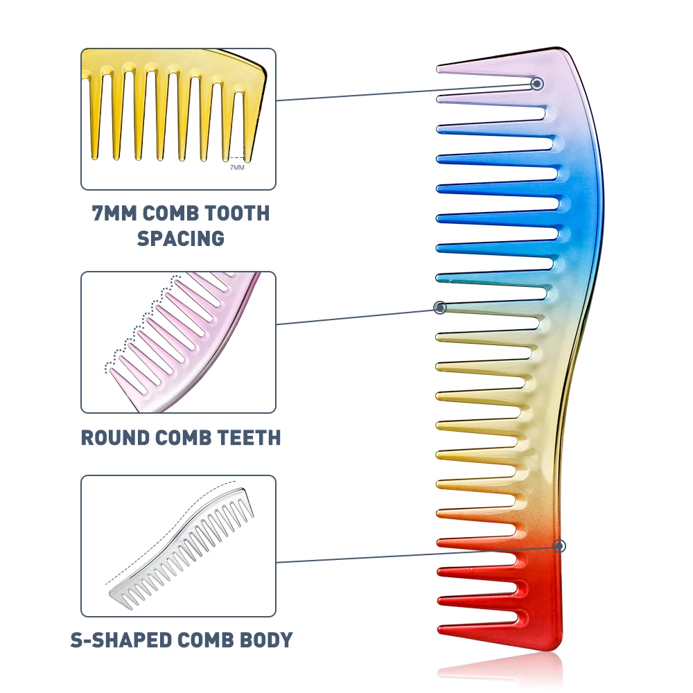 Plating Gold S-shape Curved Large Wide Tooth Styling Comb Curly Hair Oil Head Barber Salon Hairdressing For Men | Красота и здоровье