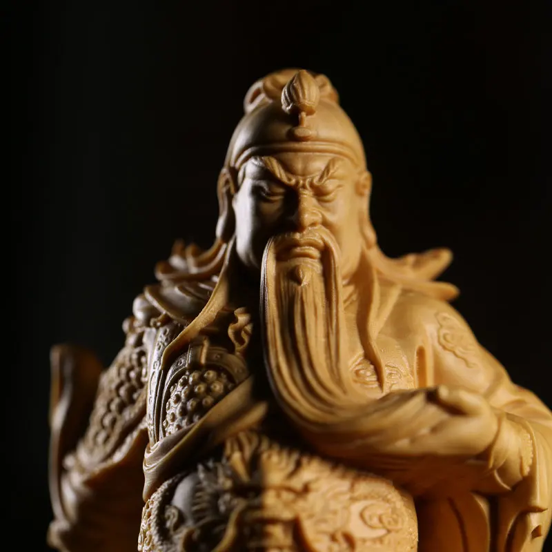 19 см Guangong God of Wealth Huang Yang деревянная статуя для дома из твердой древесины Гуань Юя