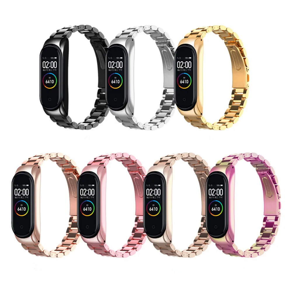 

Three Beads Solid Stainless Steel Strap Suitable For Millet 3 4 Universal Bracelet Metal Bracelet Size 260MM