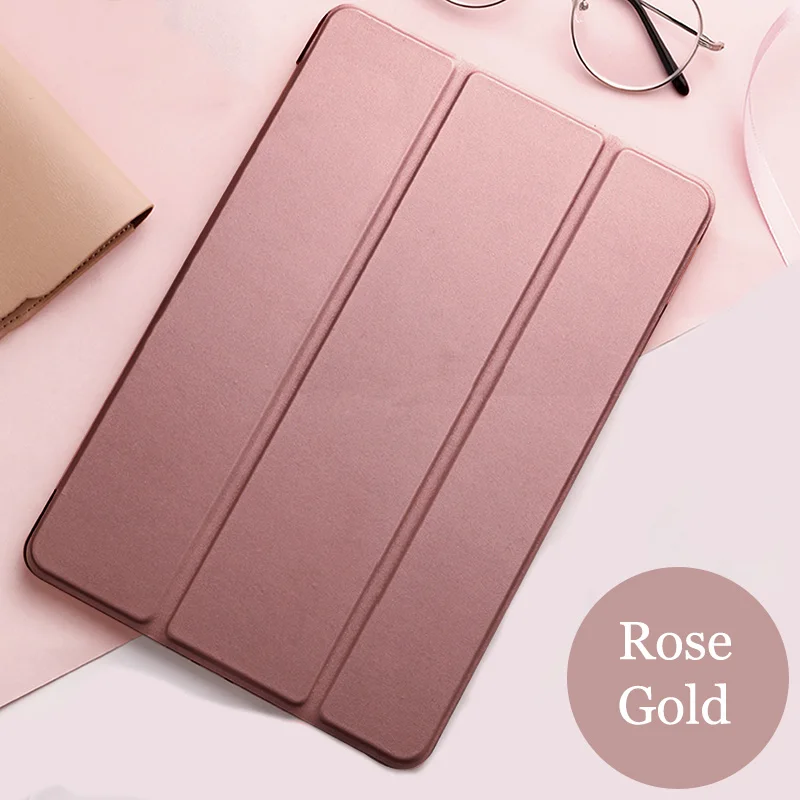Rose gold Чехол для планшета huawei MediaPad M5 Lite 10," из искусственной кожи Smart Sleep wake funda Trifold Stand Solid cover capa для BAH2-W19/L09 - Цвет: Rose gold