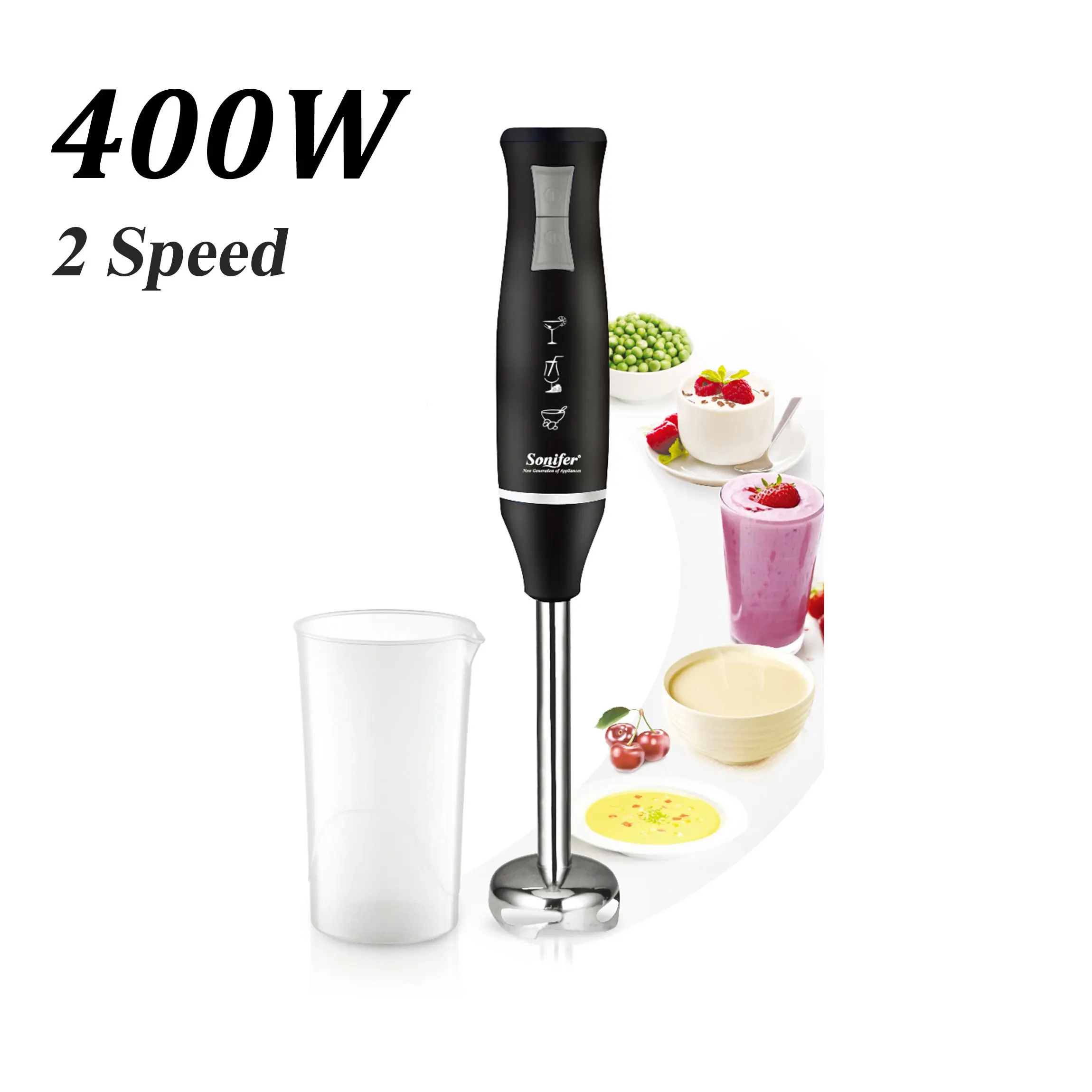 SF8026-Black 400 Вт цветной 2 скоростной Электрический миксер для еды, кухонный съемный ручной блендер, взбивание яиц, взбивание яиц, подставка для овощей, блендер Sonifer - Цвет: SF8026-Black