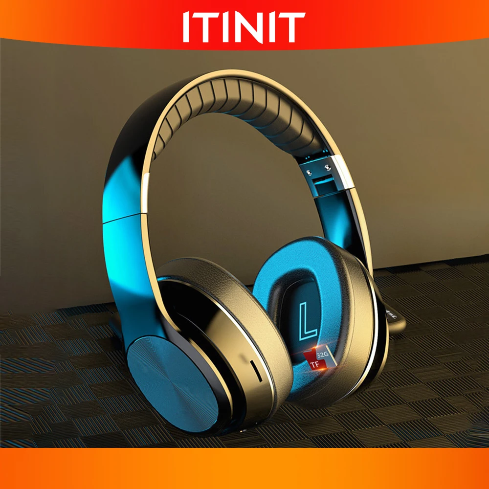 

ITINIT E14 HiFi Wireless Headphones Bluetooth Foldable Headset Support TF Card/FM Radio/Bluetooth Stereo Headset With Mic Deep
