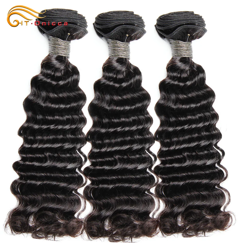 Глубокая волна пучок перуанских волос пряди человеческие волосы для наращивания