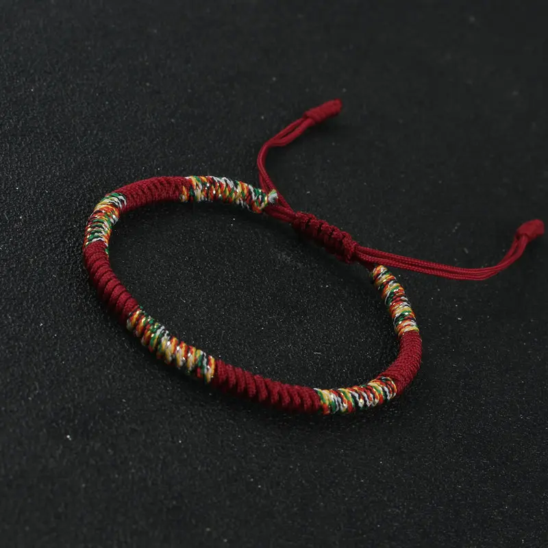 Браслет на удачу ручной работы тибетский буддизм красочная нить плетеная