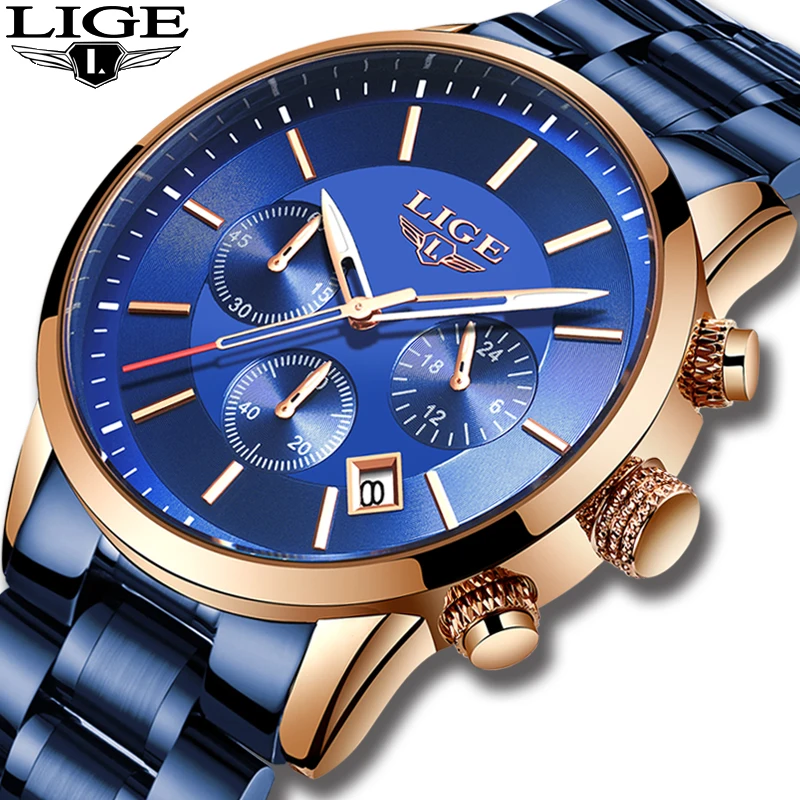 Relogio Masculino 2019 LIGE новые модные мужские часы Топ бренд класса люкс кварцевые из