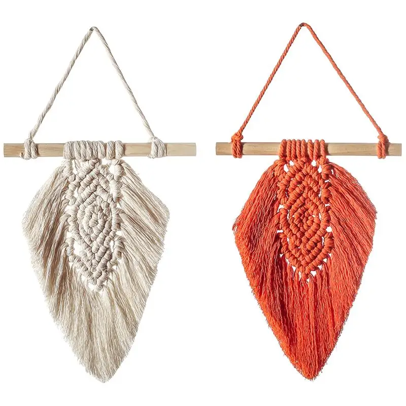 

Leaves Shape Wall Hanging Tapestry Macrame Bohemian Feather Hand Woven Tapestries Wall Decor For Home Room Decoration