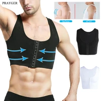 men gynecomastia shaper slimming chest corset compression body building sleeveless tops correct posture 1219