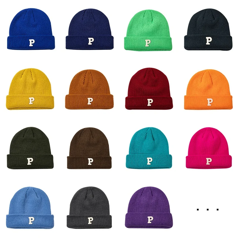 

Ins Street Knitted Hat Women Autumn Winter Korean Version of P Letter Knitted Hat Warm Woolen Hat