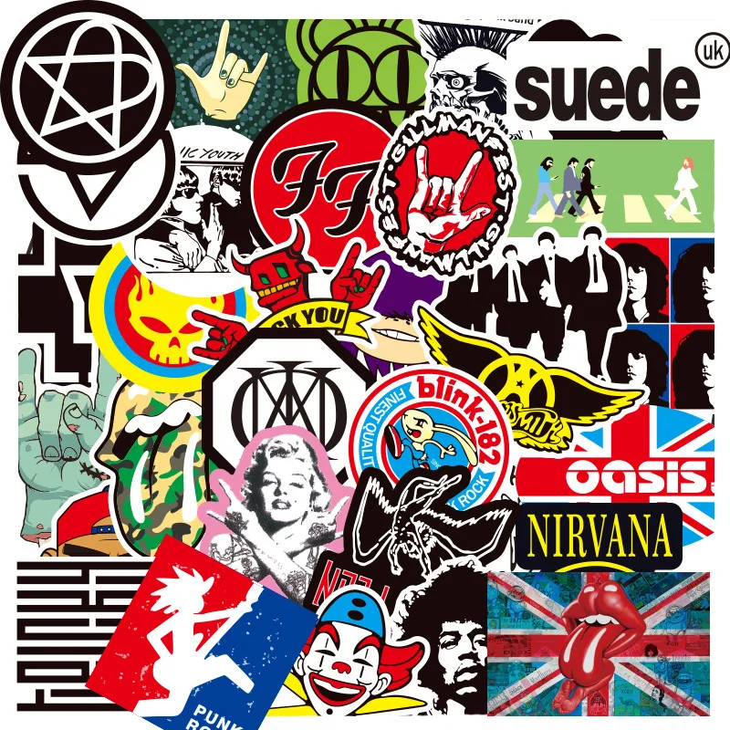 50Pcs/Pack Retro Rock Band Stickers Music Graffiti For Skateboard Luggage Laptop Car Motorcycle Decal Pegatinas | Игрушки и хобби