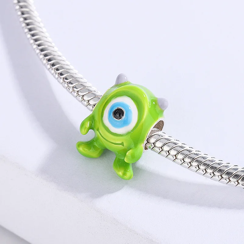 Бриллиантовые эмалированные бусины с зелеными волосами Монокулярные Подвески