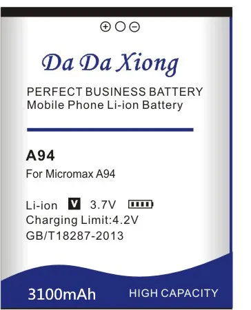 Аккумулятор Da Xiong 3100 мАч Micromax A94 для телефона A94|battery for|battery for micromaxmicromax battery |