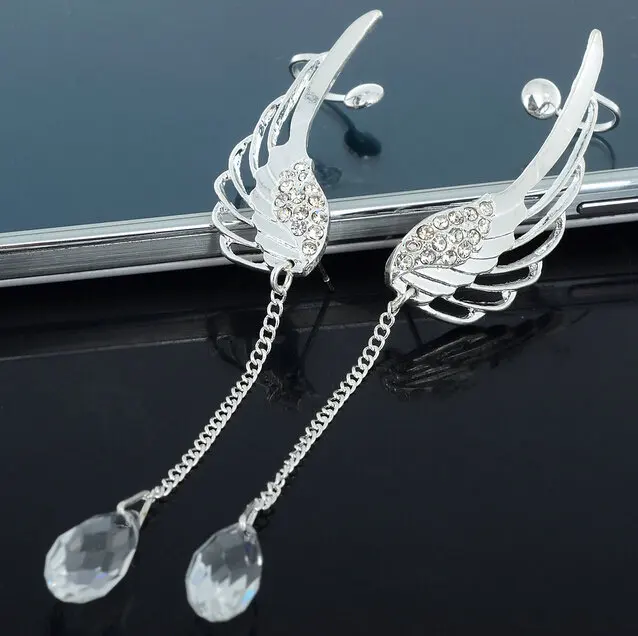 Женские длинные серьги-каффы с жемчугом | Украшения и аксессуары