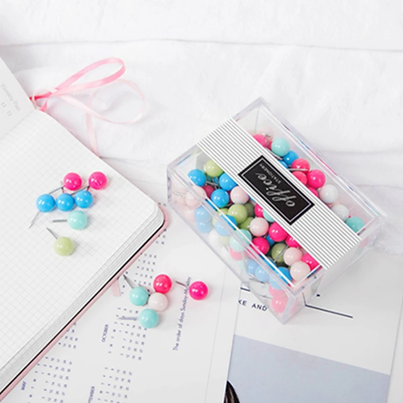 Candy Colors Push Pins Thumb Tack Message Board Pushpin Paper Map Cork Capped Headed Fixing Tacks Pin | Дом и сад