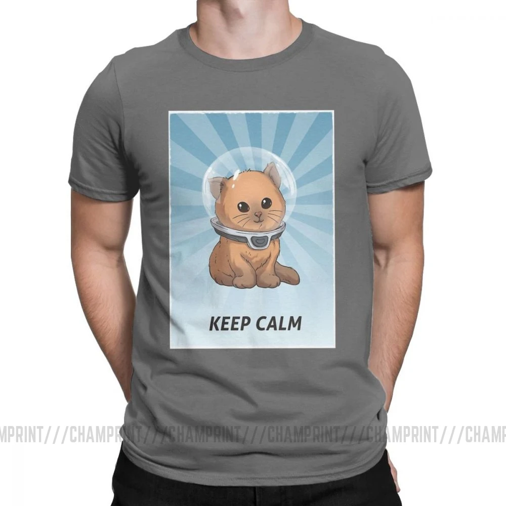 Винтаж Subnautica Keep Calm майки котенок для мужчин чистый хлопок футболки игры море Левиафан жнец Дайвинг рыба короткий рукав тройник - Цвет: Темно-серый