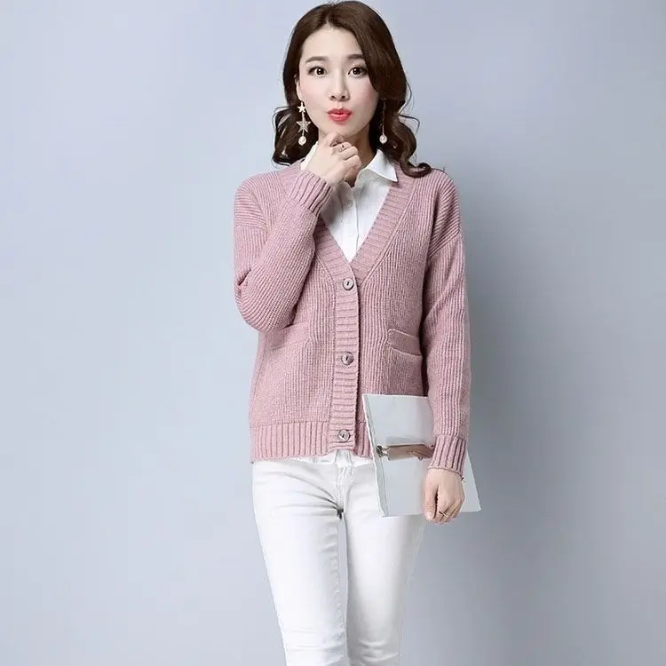 

Women Korean Loose Thick Knitted Cardigan Autumn And Winter Sweater Jacket
