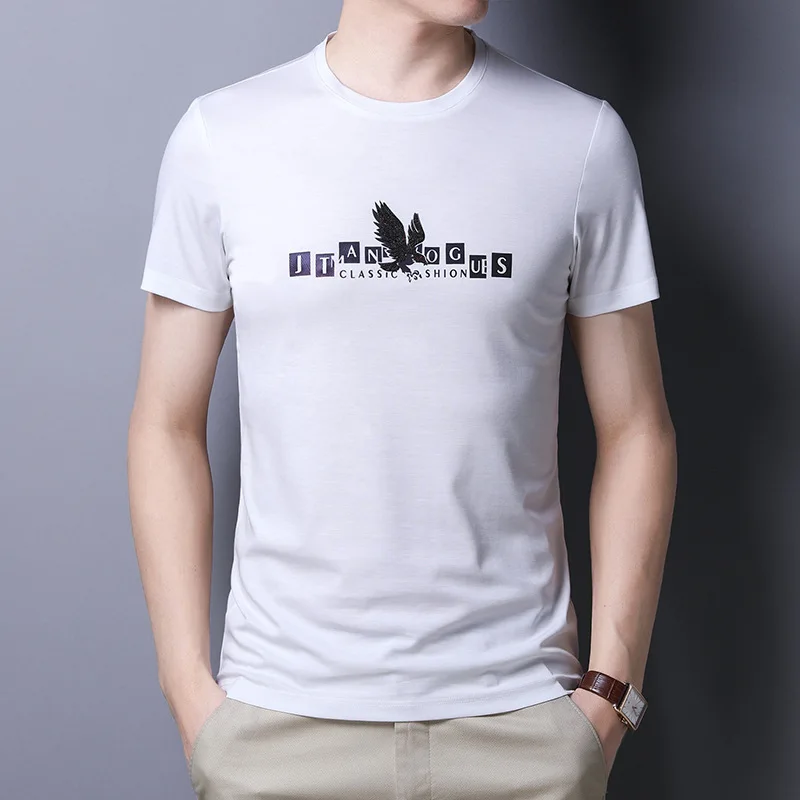 

2021 Fashion Cotton Short sleeve Round neck T-shirt Male Clothes Casual YP6033