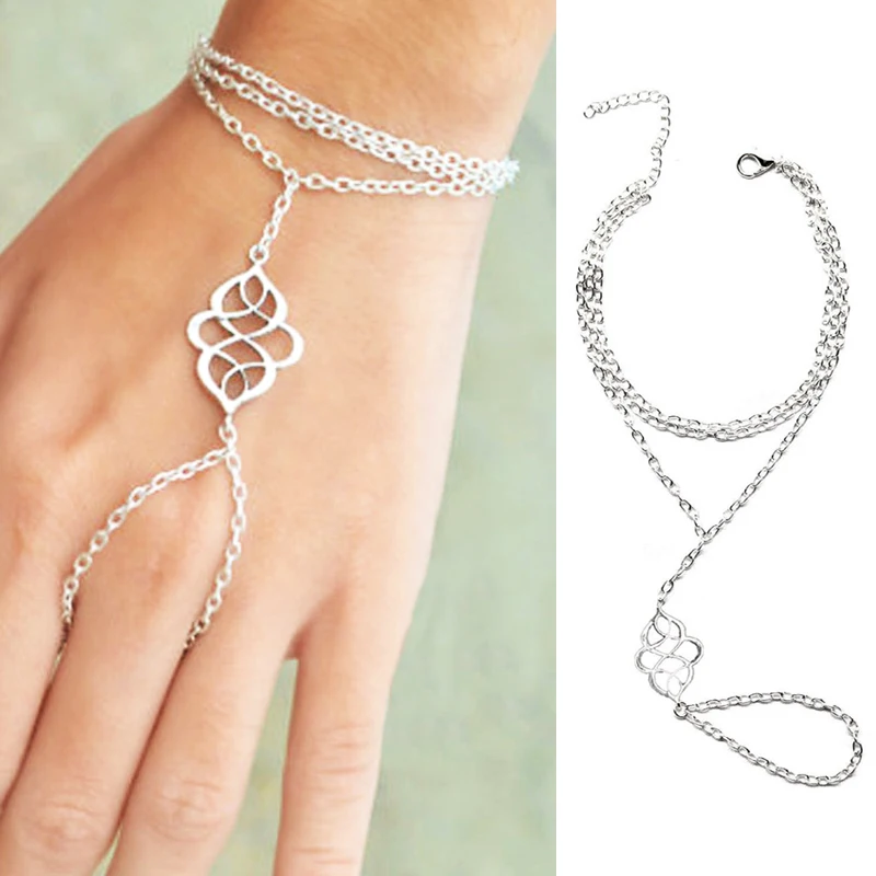 Женский браслет из серебристой цепочки модное Ювелирное Украшение на палец |
