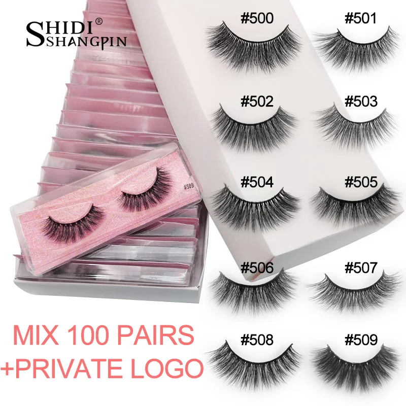 MIX100PAIR WITH LOGO Оптом ресницы серо-коричневого цвета 20 Вт, 30 Вт, 40/50/100 пар натуральные накладные ресницы для наращивания, Пушистый 3d Искусственные ресницы не тестировалось на макияж - Цвет: MIX100PAIR WITH LOGO