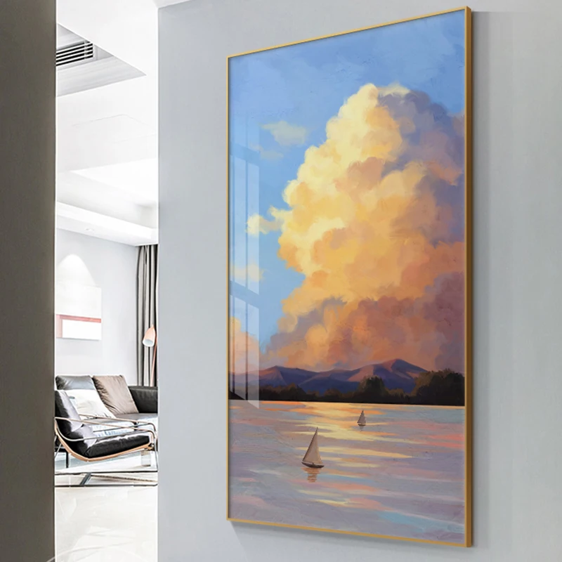 Абстрактный пейзаж небо облака холст живопись искусство на стену современные