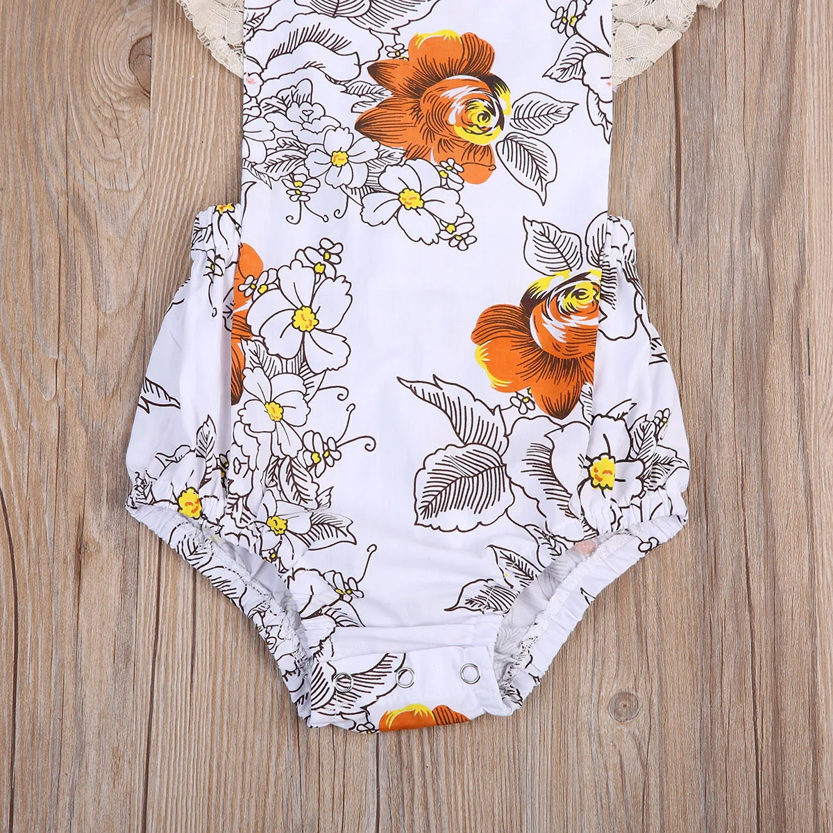 Летние Стильные цветочные боди для новорожденных девочек с цветочным кружевом