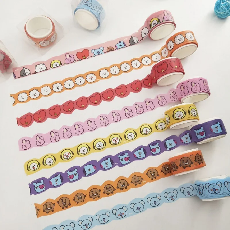 

Kpop cartoon anime baby BT group- Adhesive tape, special-shaped animal stickers and paper tape stationery