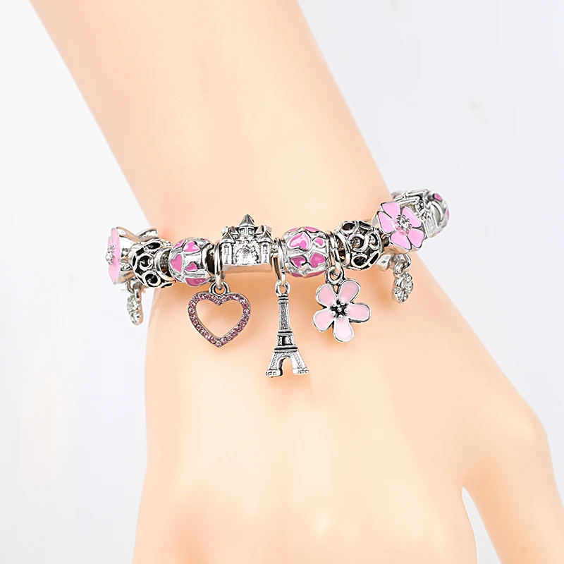 Прямая поставка романтическая розовая эмалированная Подвеска со стразами в виде