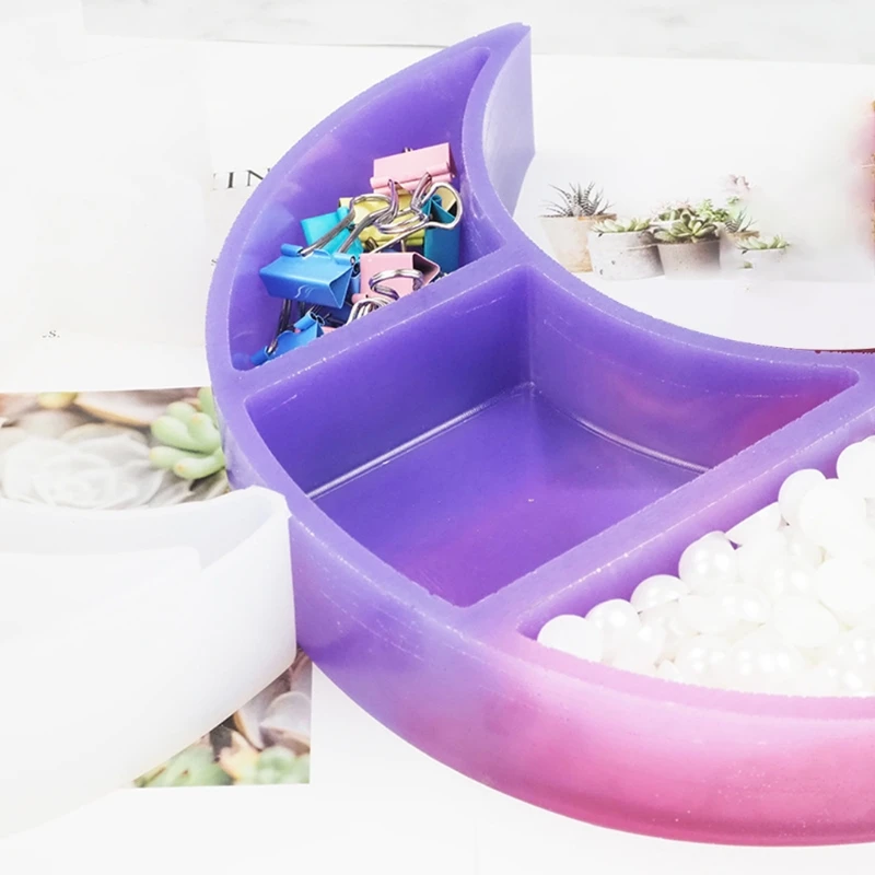 

Crafts Moon Shaped Tray Epoxy Resin Mold Crescent Display Stand Silicone Mould