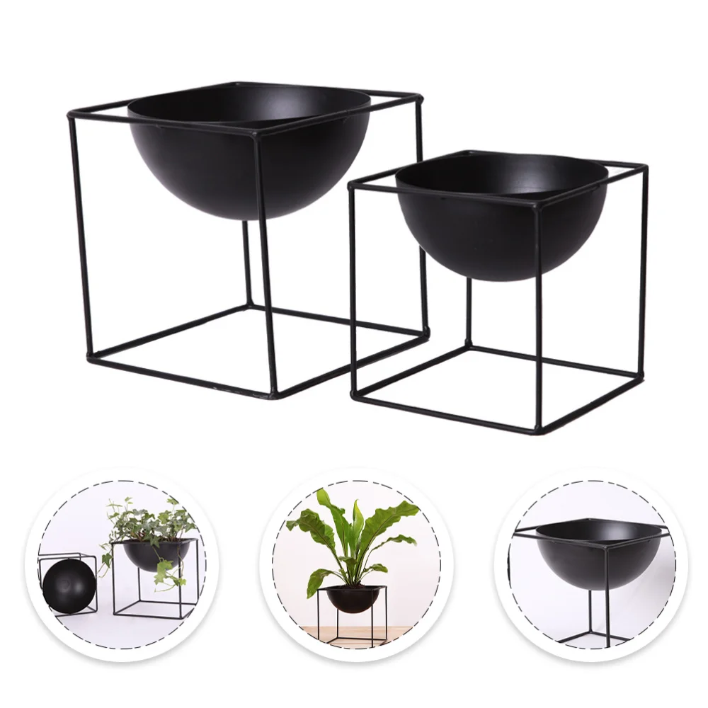 

2pcs Creative Flowerpot Delicate Flowerpot Plant Container Flowerpot With Rack
