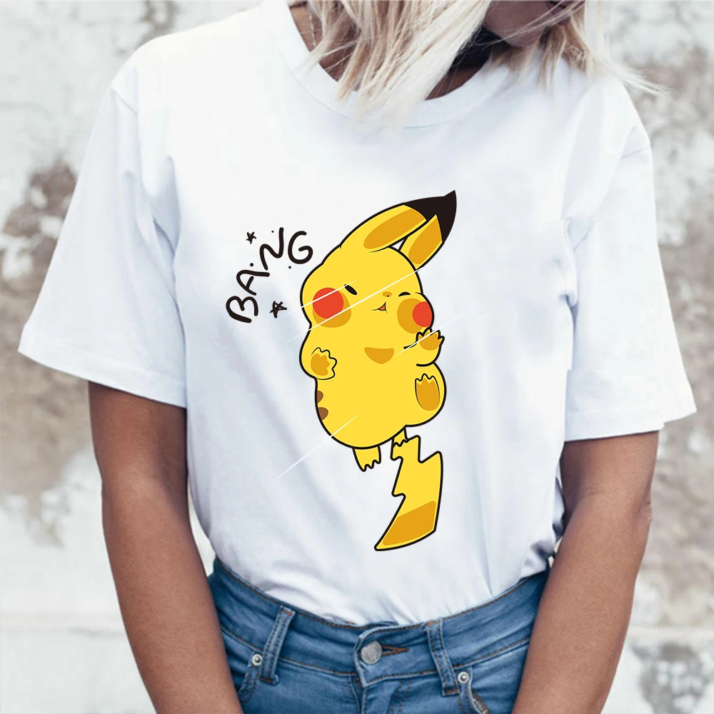 

New Anime Clothes Pokemon Kawaii Pikachu T-shirts Woman Short Sleeve Maiden Teens Casual Unisex T-shirt Cartoons Femme Cute Tops