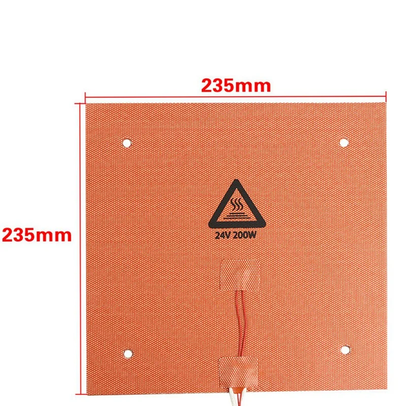 AAAJ-235X235mm 24V 200W Silicone Heater 3D Printer Heatbed Pad with Solid State Relay for Parts | Компьютеры и офис