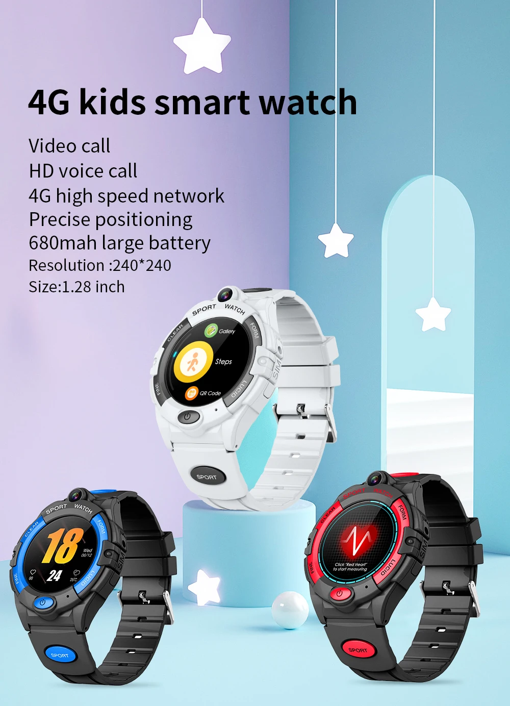 Детские Смарт-часы с GPS 4G Wi-Fi Sim-картой 680 мАч | Электроника