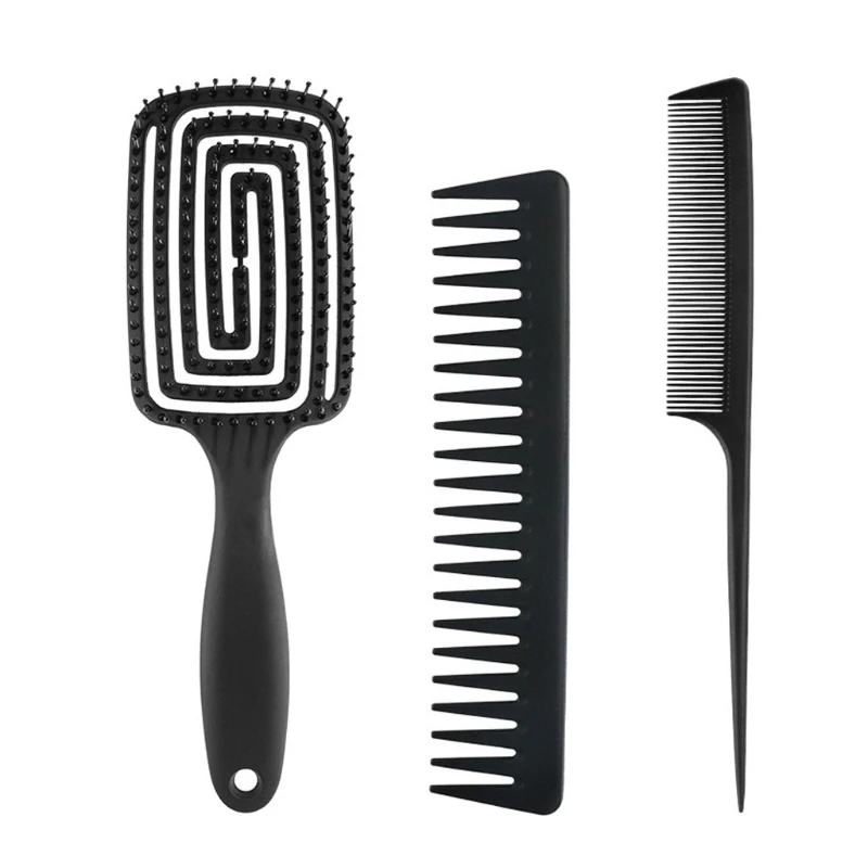 

3Pcs Hair Brushes Detangling Brush Set for Women Girls Wide Tooth Tail Comb Wet or Dry Straight Long Thick Curly Natural Hairs