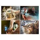 Алмазная 5d Вышивка сделай сам, картина с животными, квадратными, круглыми стразами, кошка, Бабочка, искусственное украшение, подарок для хобби