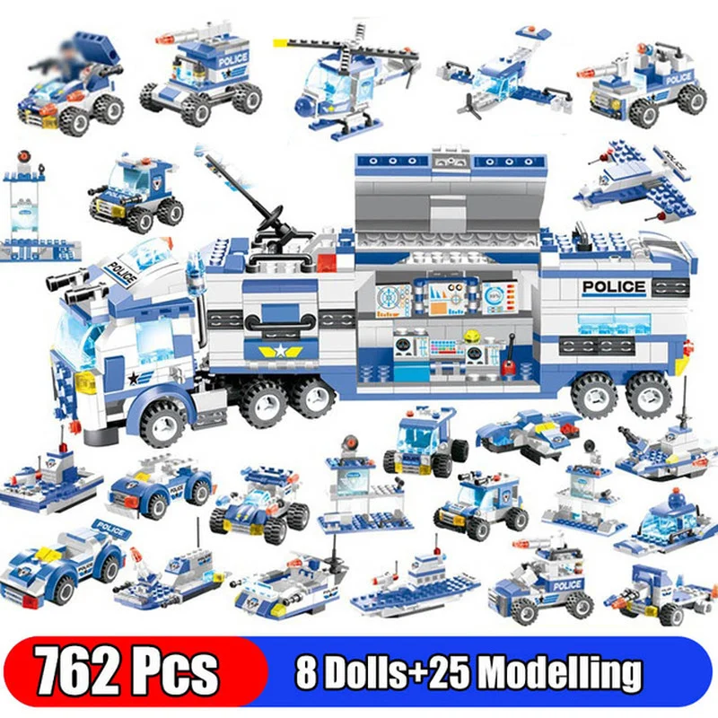 

City Police SWAT Command Car SEAL Black Hawk Police Station Headquarters Peacekeeping police Set Figures Building Block Boy Toys