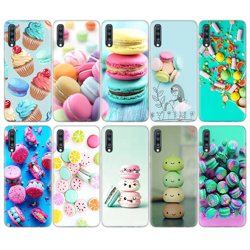 

Dessert ice cream Macaron Silicone Case For Samsung Galaxy A51 A71 A50 A70 A20 A30 A40 A10 A20E J4 J6 A6 A8 A7 A9 2018 Cover