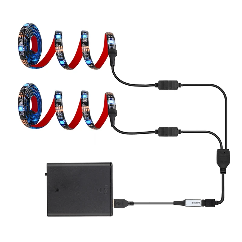 

DC5V USB LED Strip 5050 IP65 Waterproof RGB LED Light 2 X 50Cm APP Bluetooth Control For TV, Skateboard, Bicycle